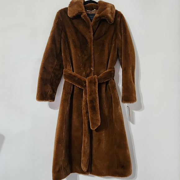 Sanctuary Jackets & Blazers - Sanctuary Faux Fur Brown Tie Waist Coat Women’s Winter Outerwear